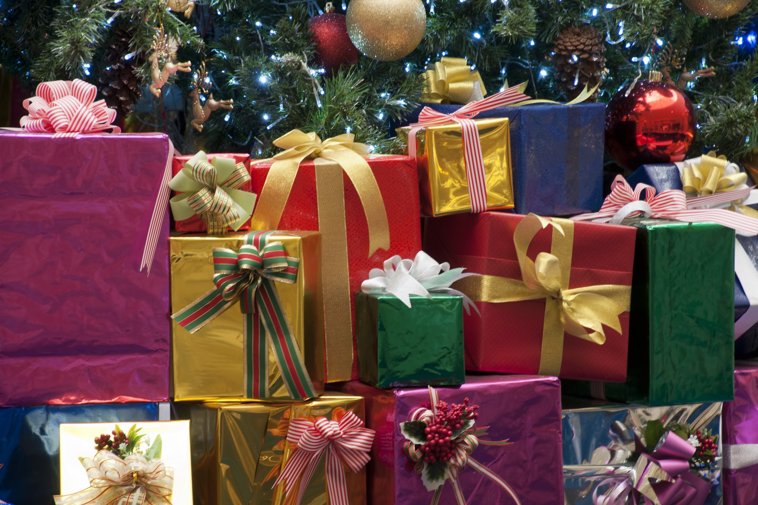 Brightly wrapped presents